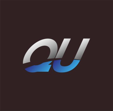 İlk harf logosu QU renkli beyaz ve mavi, Vector logo tasarım şablonu elemanları iş veya şirket kimliğiniz için