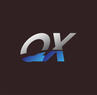 İlk harf logosu QX renkli beyaz ve mavi, Vector logo tasarım şablonu elemanları iş veya şirket kimliğiniz için