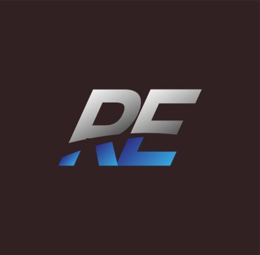 İlk harf logosu RE renkli beyaz ve mavi, Vector logosu iş veya şirket kimliğiniz için şablon elemanları dizayn eder