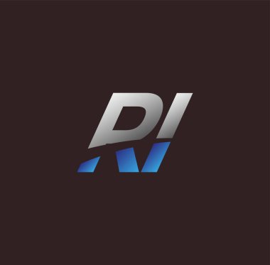 İlk harf logosu RI iş veya şirket kimliğiniz için beyaz ve mavi renkli, Vektör logo tasarım şablonu unsurları