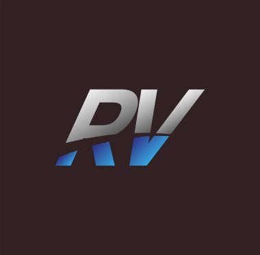 İlk harf logosu, iş veya şirket kimliğiniz için beyaz ve mavi renkli Vector logo tasarım şablonu elementleri