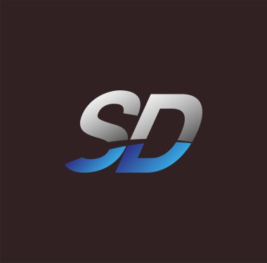İlk harf logosu SD, iş veya şirket kimliğiniz için beyaz ve mavi renkli Vector logosu tasarım şablonu unsurları