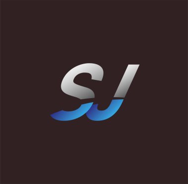 İlk harf logosu SJ iş veya şirket kimliğiniz için beyaz ve mavi renkli, Vector logo tasarım şablonu unsurları