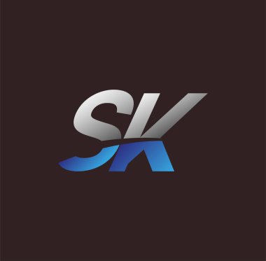İlk harf logosu SK renkli beyaz ve mavi, Vector logo tasarım şablonu elemanları iş veya şirket kimliğiniz için