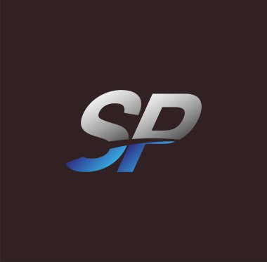 İlk harf logosu SP iş veya şirket kimliğiniz için beyaz ve mavi renkli, Vector logo tasarım şablonu unsurları