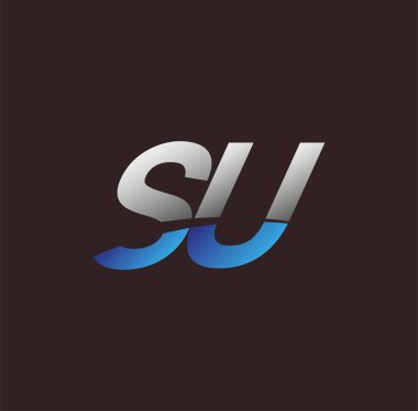 İlk harf logosu SU renkli beyaz ve mavi, Vector logo tasarım şablonu elemanları iş veya şirket kimliğiniz için