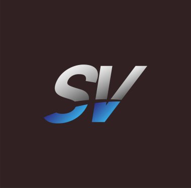 İlk harf logosu SV renkli beyaz ve mavi, Vector logo tasarım şablonu elemanları iş veya şirket kimliğiniz için
