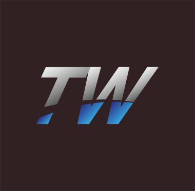 İlk harf logosu TW renkli beyaz ve mavi, Vector logo tasarım şablonu elemanları iş veya şirket kimliğiniz için