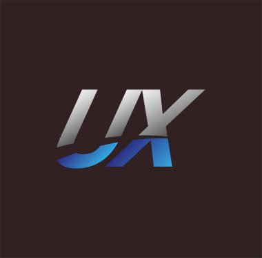 İlk harf logosu UX renkli beyaz ve mavi, Vector logo tasarım şablonu elemanları iş veya şirket kimliğiniz için