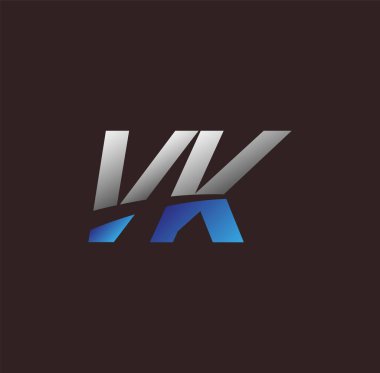 İlk harf logosu VK renkli beyaz ve mavi, Vector logo tasarım şablonu elemanları iş veya şirket kimliğiniz için