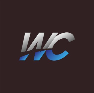İlk harf logosu WC beyaz ve mavi renkli, Vector logo tasarım şablonu elemanları iş veya şirket kimliğiniz için
