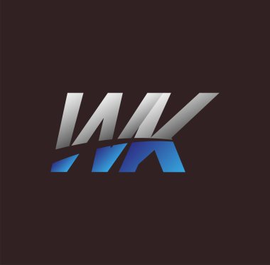 İlk harf logosu WK renkli beyaz ve mavi, Vector logo tasarım şablonu elemanları iş veya şirket kimliğiniz için