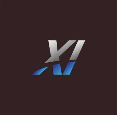 İlk harf logosu XI beyaz ve mavi renkli, Vector logo tasarım şablonu elemanları iş veya şirket kimliğiniz için