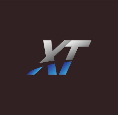 İlk harf logosu XT renkli beyaz ve mavi, Vector logo tasarım şablonu elemanları iş veya şirket kimliğiniz için