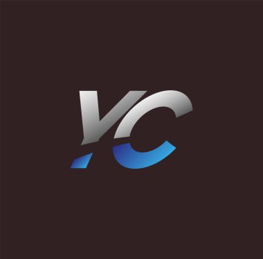 İlk harf logosu YC iş veya şirket kimliğiniz için beyaz ve mavi renkli, Vector logo tasarım şablonu elementleri