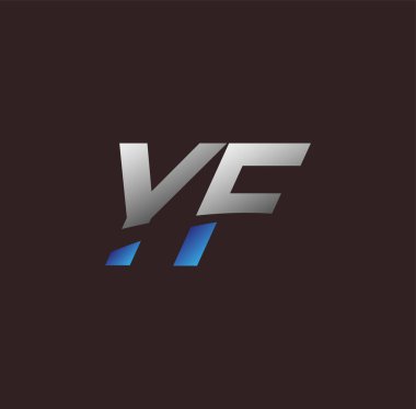İlk harf logosu YF iş veya şirket kimliğiniz için beyaz ve mavi renkli, Vector logo tasarım şablonu unsurları