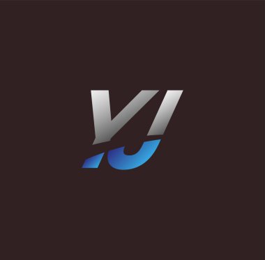 İlk harf logosu YJ iş veya şirket kimliğiniz için beyaz ve mavi renkli, Vector logo tasarım şablonu unsurları