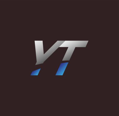 İlk harf logosu YT iş veya şirket kimliğiniz için beyaz ve mavi renkli, Vector logo tasarım şablonu unsurları