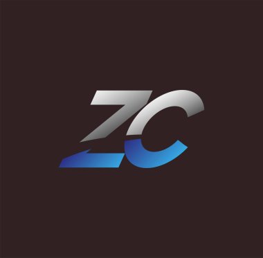 İlk harf logosu ZC. İş veya şirket kimliğiniz için beyaz ve mavi renkli Vector logo tasarım şablonu unsurları