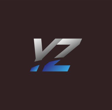 İlk harf logosu YZ iş veya şirket kimliğiniz için beyaz ve mavi renkli, Vector logo tasarım şablonu unsurları