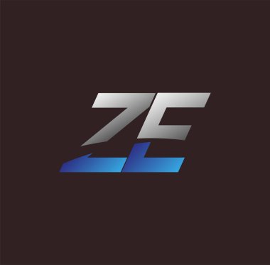 İlk harf logosu ZE renkli beyaz ve mavi, Vector logo tasarım şablonu elemanları iş veya şirket kimliğiniz için