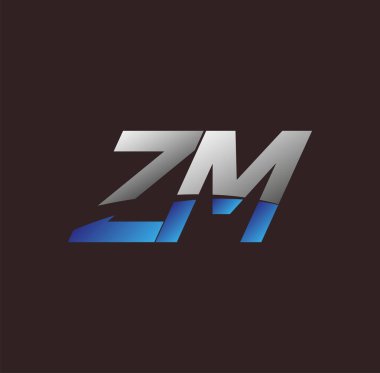 İlk harf logosu ZM beyaz ve mavi renkli, Vector logo tasarım şablonu elemanları iş veya şirket kimliğiniz için