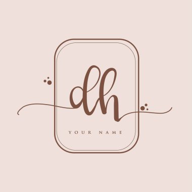 İlk el yazısı logosu. El yazısı harfleri. Logo markalaşması, kadın ve lüks logo tasarımı. Zarif arka planda izole edilmiş..