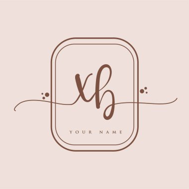 XB İlk el yazısı logosu. El yazısı harfleri. Logo markalaşması, kadın ve lüks logo tasarımı. Zarif arka planda izole edilmiş..