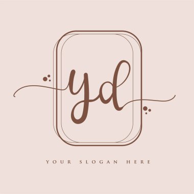 YD ilk el yazısı logosu. El yazısı harfleri. Logo markalaşması, kadın ve lüks logo tasarımı. Zarif arka planda izole edilmiş..
