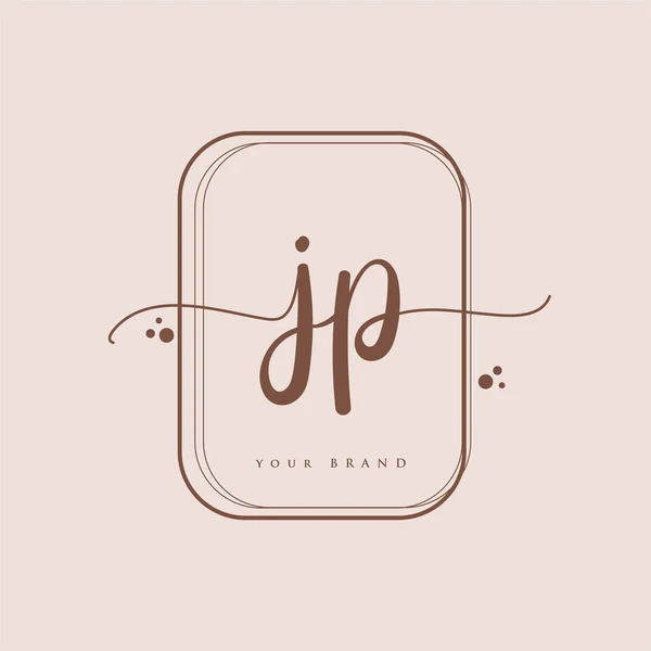 JP Initial handwriting logo. Hand lettering Initials logo branding, Feminine and luxury logo design isolated on elegant background.