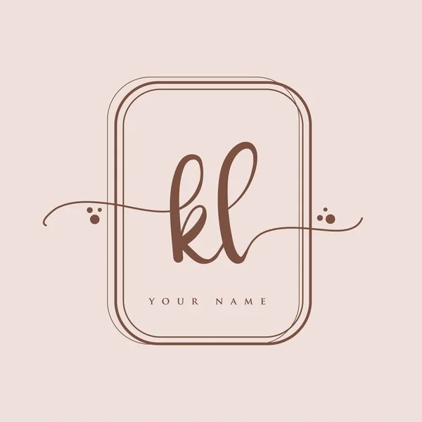 Logotipo Inicial Caligrafia Letras Mão Logo Inicial Marca Feminino Design — Vetor de Stock