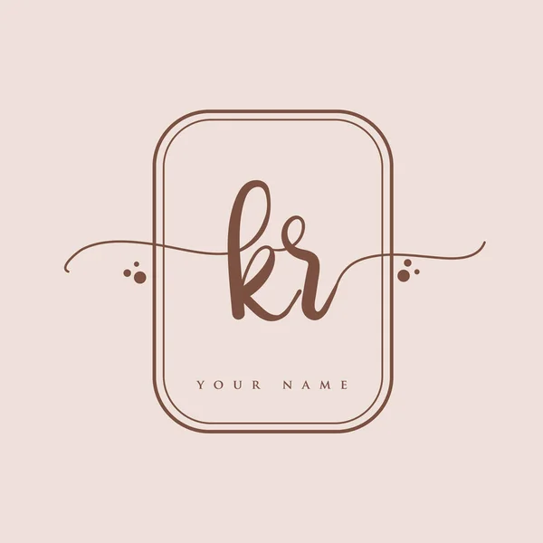 Eerste Handschrift Logo Handschrift Initialen Logo Branding Vrouwelijk Luxe Logo — Stockvector