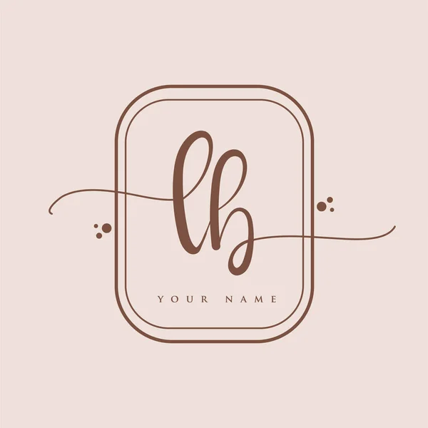 Initial Handwriting Logo Hand Lettering Initials Logo Branding Feminine Luxury — Stock Vector