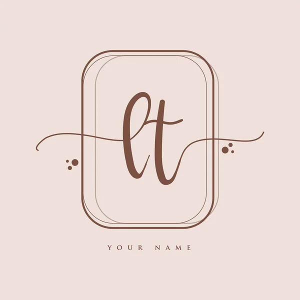 Initiële Handschrift Logo Handschrift Initialen Logo Branding Vrouwelijk Luxe Logo — Stockvector