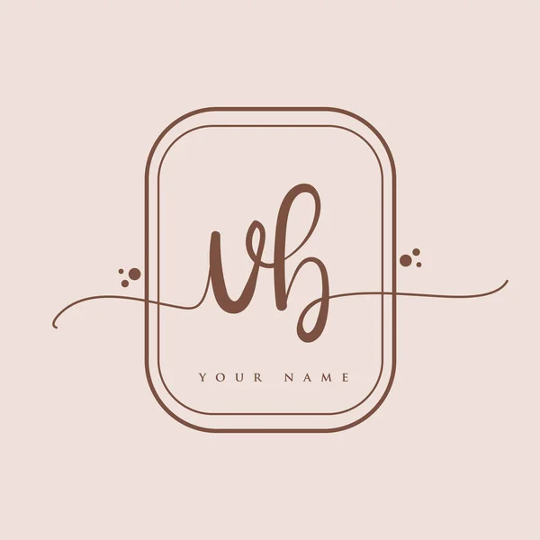 Initial Handwriting Logo Hand Lettering Initials Logo Branding Feminine Luxury — Stock Vector