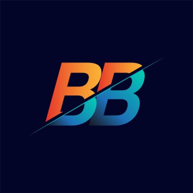 BB ilk logo şirketi adı mavi ve turuncu, Basit ve Modern Logo Tasarımı.