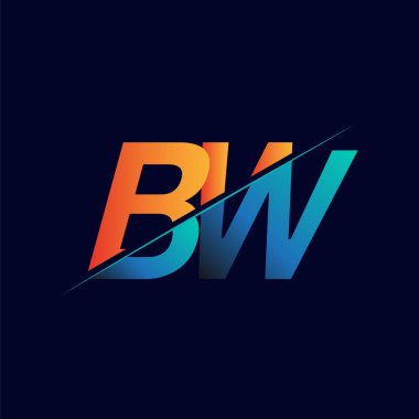 BW ilk logo şirketi adı mavi ve turuncu, basit ve modern logo tasarımı.