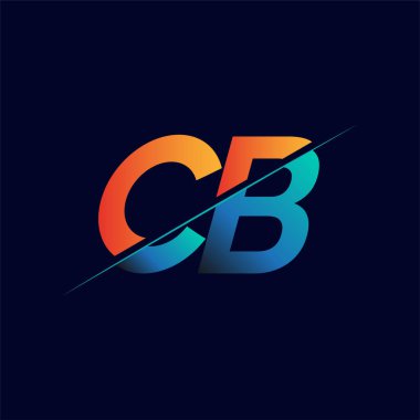 CB ilk logo şirketi adı mavi ve turuncu, Basit ve Modern Logo Tasarımı.