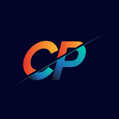 CP ilk logo şirketi adı mavi ve turuncu, Basit ve Modern Logo Tasarımı.