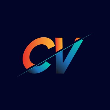 CV ilk logo şirketi adı mavi ve turuncu, Basit ve Modern Logo Tasarımı.