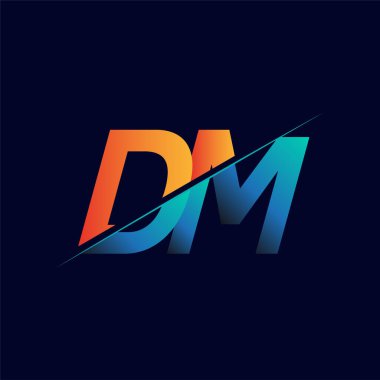 DM ilk logo şirketi adı mavi ve turuncu, Basit ve Modern Logo Tasarımı.