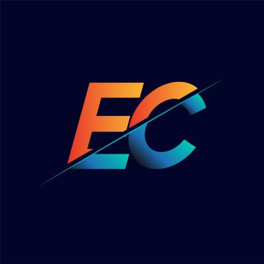 AK 'nin ilk logo şirketi adı mavi ve turuncu, Basit ve Modern Logo Tasarımı.