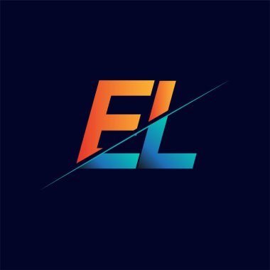 EL ilk logo şirketi adı mavi ve turuncu, basit ve modern logo tasarımı.