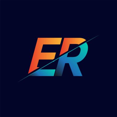 Acil Servis 'in ilk logo şirketi adı mavi ve turuncu, Basit ve Modern Logo Tasarımı.