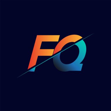 FQ ilk logo şirketi adı mavi ve turuncu, Basit ve Modern Logo Tasarımı.