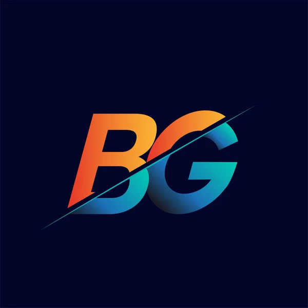 Bg初期ロゴ会社名は青とオレンジ シンプルかつモダンなロゴデザイン — ストックベクタ
