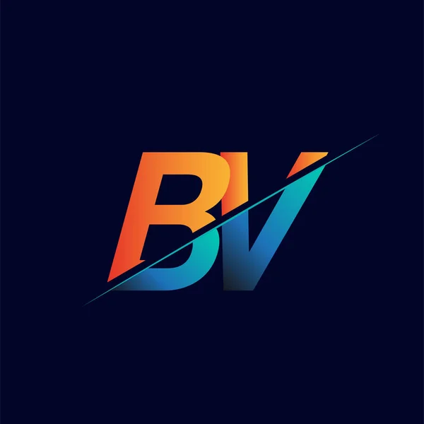 Initiaal Logo Bedrijfsnaam Gekleurd Blauw Oranje Simple Modern Logo Design — Stockvector