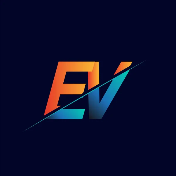 Logotipo Inicial Nombre Empresa Color Azul Naranja Diseño Logotipo Simple — Archivo Imágenes Vectoriales