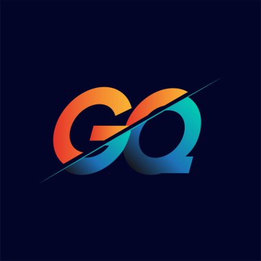 GQ ilk logo şirketi adı mavi ve turuncu, Basit ve Modern Logo Tasarımı.