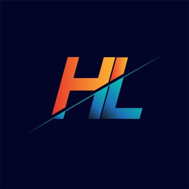HL ilk logo şirketi adı mavi ve turuncu, Basit ve Modern Logo Tasarımı.